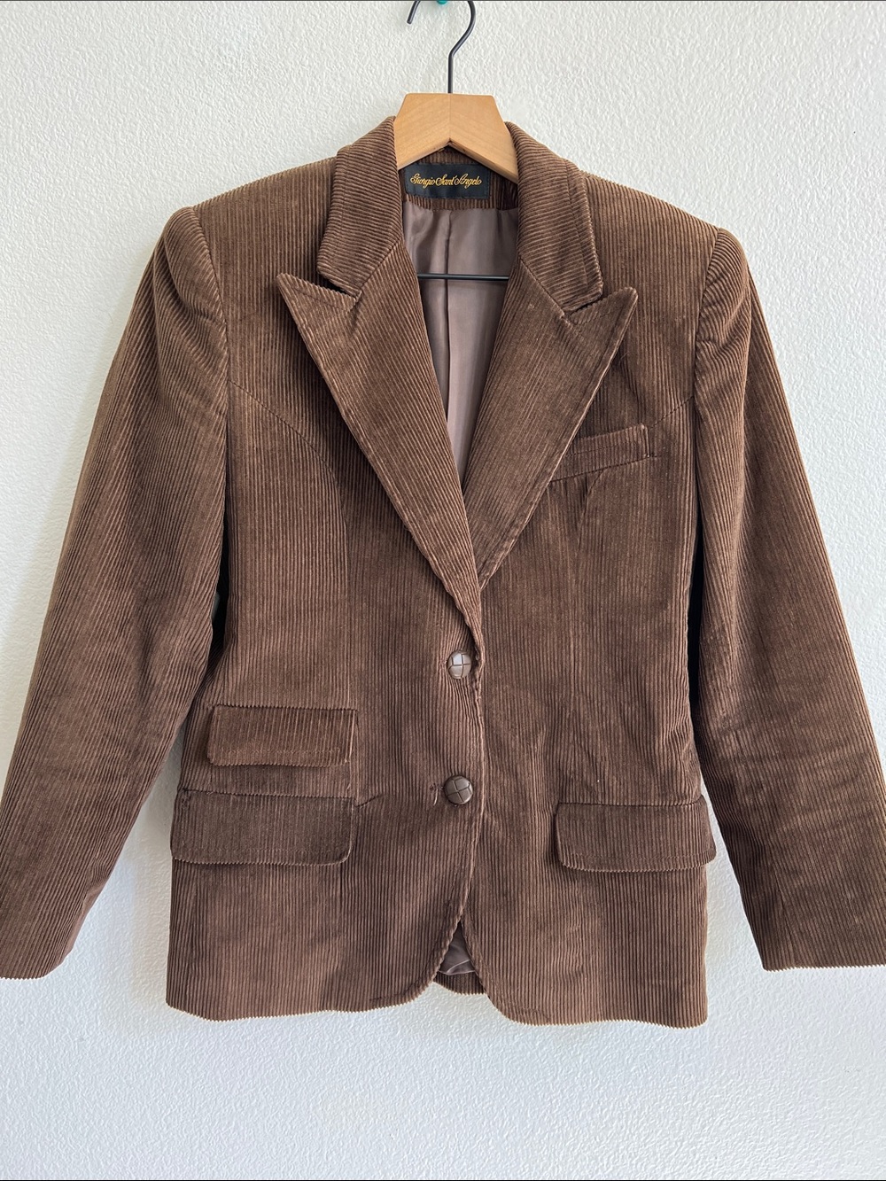 GIORGIO SANT'ANGELO Cotton Corduroy Single Breast Blazer Jacket Brown Women's 8